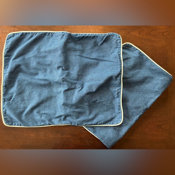 Rare L.L. Bean vintage denim cotton pillow cushion cover sham set of two 24x19 - Picture 1 of 6